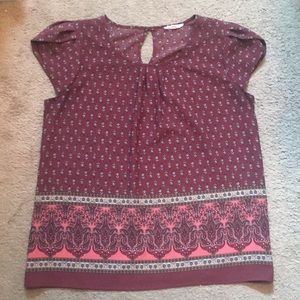 Burgundy Short Sleeve Blouse